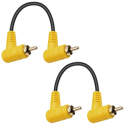 Duttek 90 Degree Short RCA Cable, Right Angle RCA Male to Male Audio Cable with 24K Gold-Plated Port for Home Theater, Sound Bar, HDTV and DVD 4.7in/12cm 2 Pack - size: 6in/15cm, style: Right Angle RCA Male to Male cable