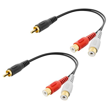 VCELINK RCA Splitter 1 Male to 2 Female, Gold Plated Stereo Audio Cable