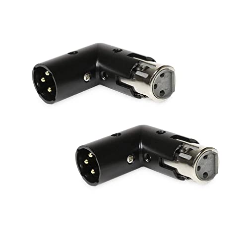 2-Pcs 3-PIN XLR Angle Adapter Adjustable Male to Female, XLR 90 Degree, 4 Adjustable Angle Positions - size: 2-Pcs