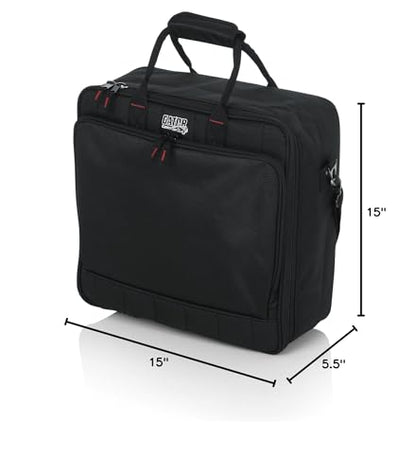 Gator Cases G-MIXERBAG-1515 Padded Nylon Mixer/Gear Carry Bag with Removable Strap, 15 IN X 15 IN X 5.5 IN - Bundle with 10ft Instrument Cable and Austin Bazaar Polishing Cloth