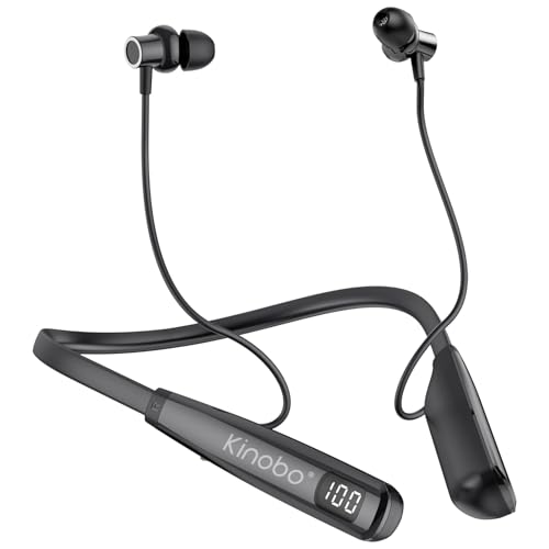 Kinobo Neckband Bluetooth Headphones, 6.0 Bluetooth 100 Hours Playtime，IPX7 Sports Waterproof Earbuds with Microphone Noise Cancelling with HiFi Speakers Multiple Switchable Sound Modes - color: Cable