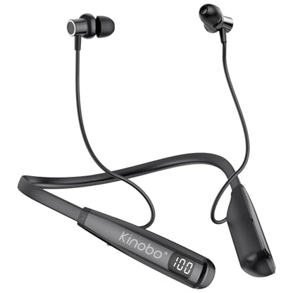 Kinobo Neckband Bluetooth Headphones, 6.0 Bluetooth 100 Hours Playtime，IPX7 Sports Waterproof Earbuds with Microphone Noise Cancelling with HiFi Speakers Multiple Switchable Sound Modes - color: Cable