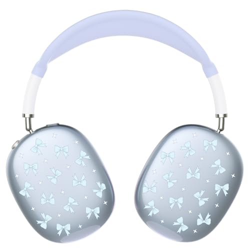 Silicone Case Cover for AirPods Max Headphones, Clear Blue Bows Soft TPU Ear Cups Cover/Ear Pad Case Cover/Headband Cover for AirPods Max (2024/2020), Blue - color: Blue Bow_B/Blue