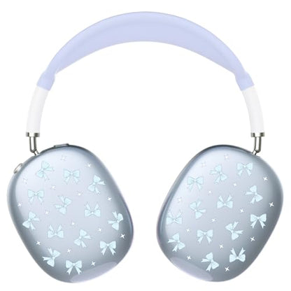 Silicone Case Cover for AirPods Max Headphones, Clear Blue Bows Soft TPU Ear Cups Cover/Ear Pad Case Cover/Headband Cover for AirPods Max (2024/2020), Blue - color: Blue Bow_B/Blue