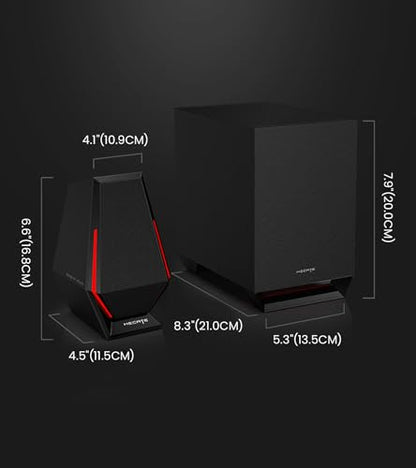 Edifier G1500 MAX 2.1 RGB Light Gaming Speakers with 4" Wood Subwoofer | 60W Peak Power, 4" Subwoofer & 2.5" Satellite Speakers, Bluetooth 5.3 & Multi-Wired Connections, 3 Sound Modes