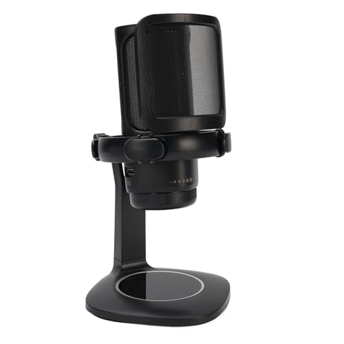 Dpofirs Gaming USB Microphone with RGB, Cardioid Condenser for PC, Streaming, Podcast - Pop Filter, Touch Control, Volume Knob, Instant Mute