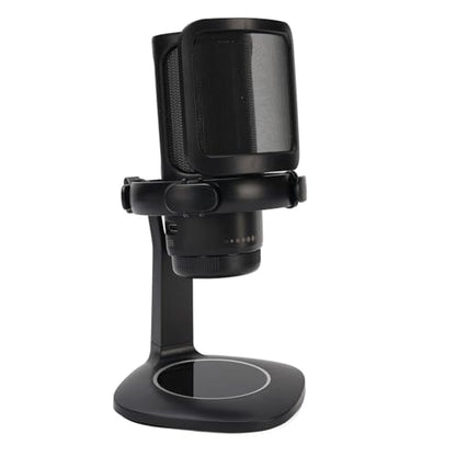 Dpofirs Gaming USB Microphone with RGB, Cardioid Condenser for PC, Streaming, Podcast - Pop Filter, Touch Control, Volume Knob, Instant Mute