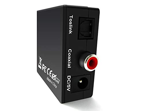 Easyday Digital to Analog Audio Converter with Digital Optical Toslink and S/pdif Coaxial Inputs and Analog RCA and AUX 3.5mm (Headphone) Outputs - 5 Foot Heavy Duty Optical Toslink Cable