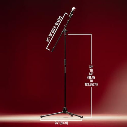 Rok-It by Gator Frameworks Adjustable Telescoping Boom Mic Stand, 36 - 64" | Heavy Duty, All Metal, Extendable Boom Arm, Fully Collapsible for Convenient Travel, (RI-MIC-5020) - style: Deluxe Telescoping Tripod