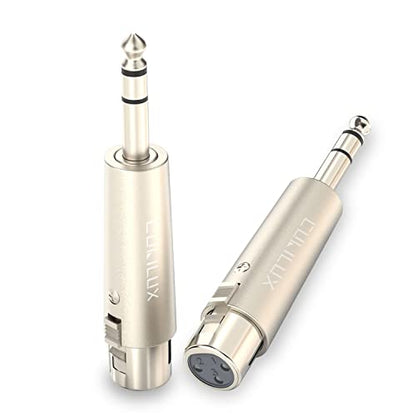 Cubilux Balance 1/4” Male to XLR Female Converter, XLR to 6.35mm(Quarter Inch) TRS Stereo Adapter for Microphone, Headphone, Power Amplifier, Mixer, Karaoke System, Speaker, 2-Pack - color: TRS Male to XLR Female, 2-Pack