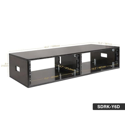 Sound Town DIY 2 x 4U Double-Bay Studio Rack for Home Studio and Recording Room, Baltic Birch Plywood, Black Espresso (SDRK-D4D) - size: 2 x 4U, Black Espresso