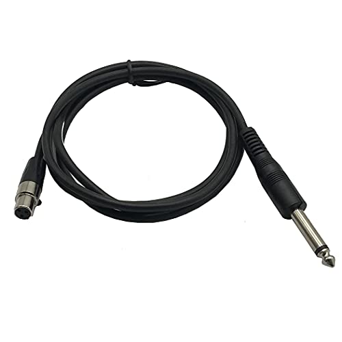 Seadream 1/4 inch Male to 3 Pin Mini XLR Female Electric Guitar bass Instrument Cable Wire Cord for akg Body Pocket Pack Mini XLR to 1/4" 6.35mm Cable(Black 5FT) - size: 5FT
