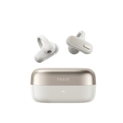 TALIX Open Ear Clip-On Earbuds X8 with AI ENC & Powerful Bass, Wireless Bluetooth 6.0, IPX4 Sweatproof Fitness Headphones, Physical Buttons, 5g Lightweight Ear Buds with Multi-Device Switching, White - color: White