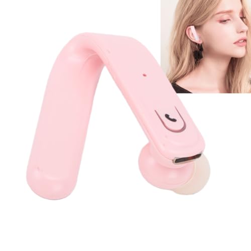 Single Ear Bluetooth Headset, Handsfree Earphone with Mic, IP67 Water Proof Ear Hook Wireless Earpiece for Truck Driver Laptop Cell Phone (Pink) - color: Pink