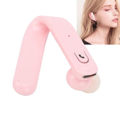 Single Ear Bluetooth Headset, Handsfree Earphone with Mic, IP67 Water Proof Ear Hook Wireless Earpiece for Truck Driver Laptop Cell Phone (Pink) - color: Pink