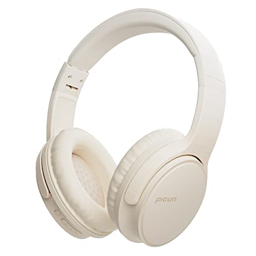 Wireless Headphones, Bluetooth Over Ear Headsets with Microphone, Hi-Fi Audio, 60H Playtime, Touch Control, Foldable Lightweight, On-Ear Headphones for Girls Women, Travel, Work, - color: Light Beige