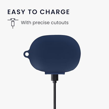 kwmobile Cover for Bose QuietComfort Earbuds Case - Silicone Cover for Earbuds Charging Case - Protective Headphone Holder with Carabiner Clip - Dark Blue - color: dark blue