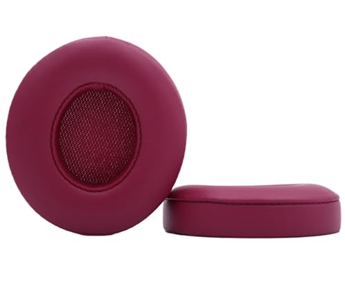 Headphone Replacement Ear Pad Cover Compatible with Beats by Dre Solo3 Solo2 Wired Wireless Headphones Protein Leather Memory Foam Headphone Cushion Ear Muffs-Dark Brick red - color: dark brick red