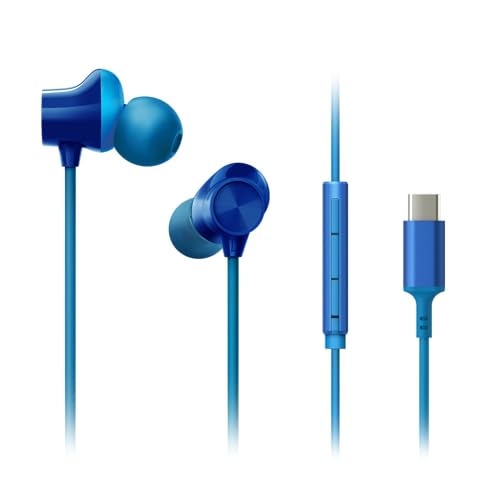 Panasonic ErgoFit Wired Earbuds, in-Ear Headphones with Microphone and Call Controller, Ergonomic Custom-Fit Earpieces (S/M/L), USB-C Compatible - RP-TCM325-A (Blue) - color: Blue, size: S/M/L, style: USB-C with Mic