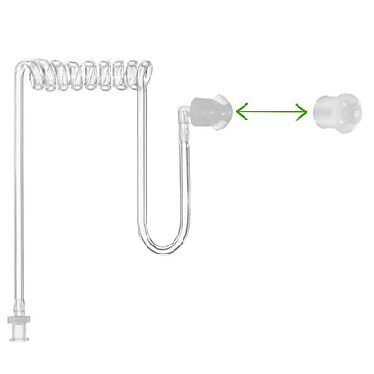 50Pack Replacement Earbud Ear Tips for Radio Acoustic Tube Earpiece & Coil Tube Headset White Silicone Mushroom Earbud for Motorola Baofeng Kenwood Yaesu HYT Midland Cobra