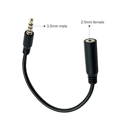 Seadream 2.5mm Female to 3.5 mm Male 4 Poles Audio Cable 6 inch 4-Pole 3.5 mm Male to 2.5 mm Female Headset Audio Adapter Cable Extender Stereo Jack,Gold Plated(2Pack)