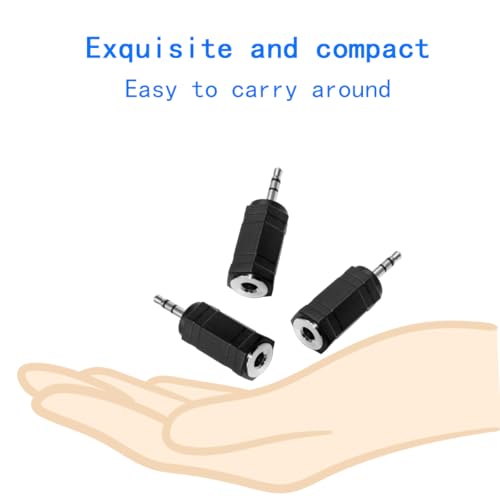 2.5mm to 3.5mm Audio Adapter, Female to Male Stereo Connector, 3-Pack, Black