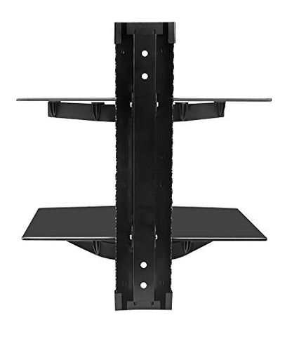 Mount-It! 2-Tier Floating TV Shelf, Tempered Glass, Wall Mount, Black - style: 2-shelf