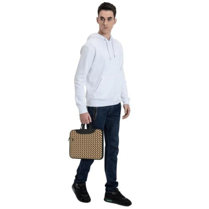 Microphone with Music Note Print Stylish Laptop Bag Portable Single Shoulder Bags Commuting Working Remotely Heading - size: 14 inch