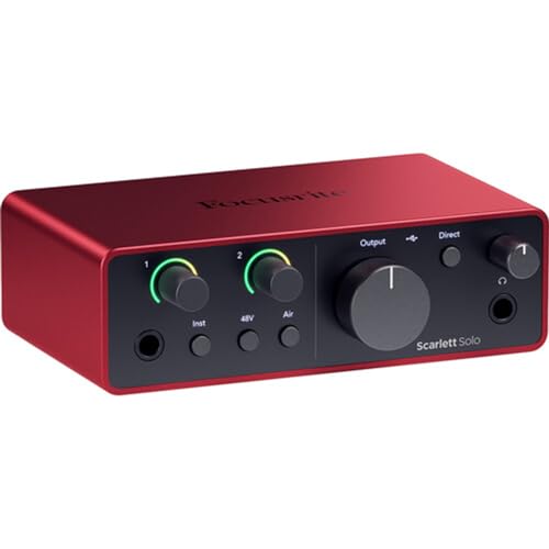 Focusrite Scarlett Solo USB-C Audio Interface (4th Gen) Bundle with Aston Microphones Element Microphone KT and Kellards XLR-P20T Pro 20 ft XLR Microphone Cable, XLR Male to Female Cable 3-Pin
