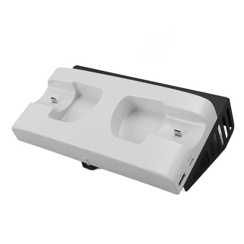 Controller Charger Station, Space Saving Wall Mount Dual Charging Dock Dual Stand Charger, Controller Charging Stand with 15 RGB Light Effects Headset Hook 2 USB Ports