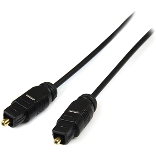StarTech.com 10 ft. (3 m) Digital Optical Audio Cable - Toslink Digital Optical SPDIF - Ultra-Thin - Male/Male (THINTOS10), Black | Toslink Digital Optical SPDIF, Male to Male - size: 10 ft, style: Toslink