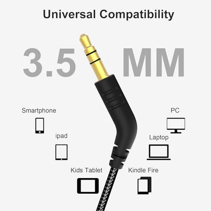 IMYB V1 Kids Headphones, Wired Stereo Foldable Tangle-Free 3.5mm Adjustable On-Ear Headphones for Kids for School/Toddlers/Childrens/Teens/Boys/Girls/Ipad/Tablet/Kindle/Phones/Travel/Plane (Black) - color: Black