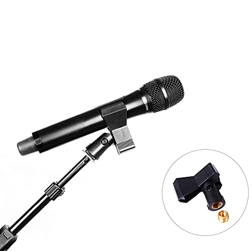 Microphone Clips for Stands,4 Pack Universal Wireless Mic Clip Holder with 5/8 to 3/8 Microphone Adapter,Knob Adjustable 180 Degrees - color: 4 Pcs