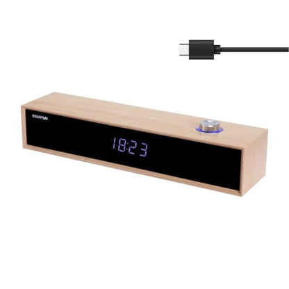 Sanyun SW012 Desktop PC Soundbar, USB-C for Power and Audio & Bluetooth 5.4 | Music & Conference Modes, MDF Wood Cabinet with Clock Display, Built-in 16bit DAC, Clear balanced sound, Plug and Play, White - color: White