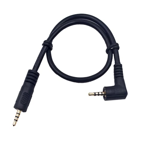 12 inch 2.5mm TRRS Audio Cable, 2 Pack, Straight to 90 Degree Angle Male Jack AUX Cord, Gold Plated Pure Copper