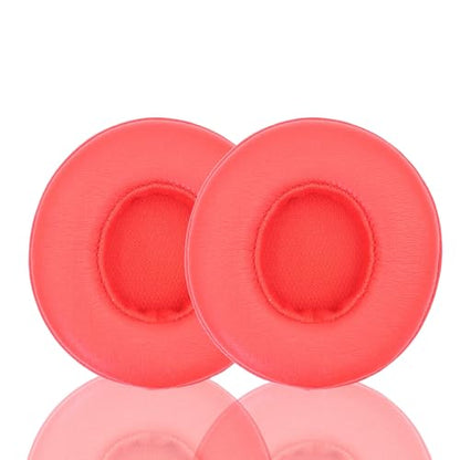 Headphone Replacement Ear Pad Cover Compatible with Beats by Dre Solo3 Solo2 Wired Wireless Headphones Protein Leather Memory Foam Headphone Cushion Ear Muffs-Orange red - color: Orange Red