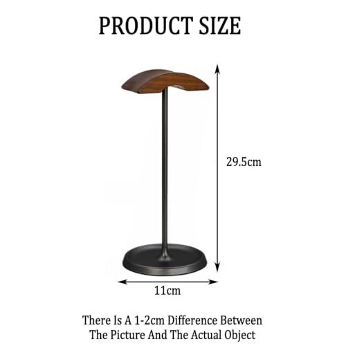Headphone Stand/Desktop Headset Holder–Crafted from Solid Wood and Aluminum Alloy,supports up to 10kg,suitable for Various Desktop Setups(Black) - color: Black
