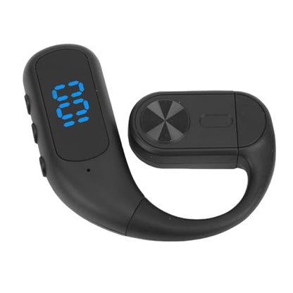 Zopsc Wireless Earpiece, Bluetooth Single Ear Hook Headset, Noise Canceling Mic, Digital Display Hands Free Earpiece for Driving Office, Black - color: Black