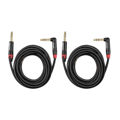 1/4 Inch TRS to TRS Right Angle Patch Cable, 1 Ft 2 Pack