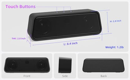 Computer Speakers for Desktop PC, External Speakers for Laptop, USB Plug-in, Wired, Small PC Sound bar with Crystal-Clear Sound, Surprisingly Loud Volume, Deep Bass, Easy Touch Control, USB-C Adapter - size: 8 Inch