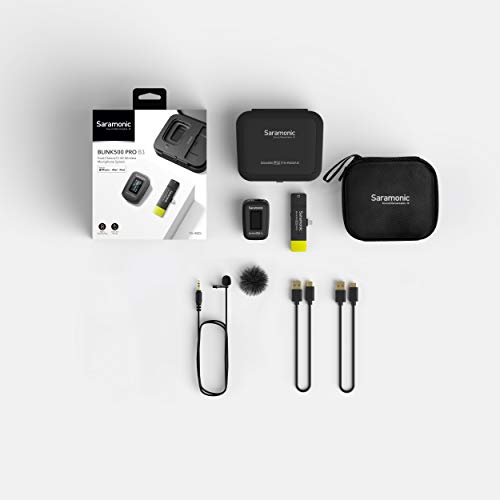 Saramonic Advanced 2.4GHz Wireless Clip-On Microphone System with Lavalier & Dual-Channel Lightning Receiver for Apple iPhone & iPad (BLINK500PROB3)