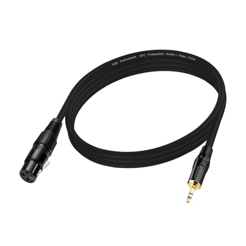 3.5mm to XLR Female Cable 6.6FT, Unbalanced 1/8 Mini Jack TRS Stereo Male to XLR Microphone Audio Cable, 24K-Gold-Plated Contacts for The cleanest Sound Experience - size: 6.6FT, style: 3.5 to XLR Female