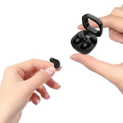 Small Mini Invisible Earbuds Wireless Bluetooth Ear Buds for Small Ears | Discreet Smallest Sleep Earbuds For Small Ears Ear Buds Low Profile Tiny Skin Tone Sleeping Earbuds For Small Ear Canals - color: Black