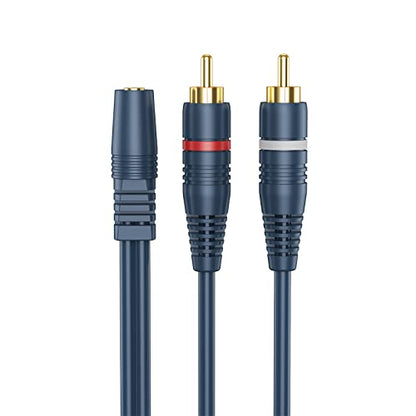 RCA to AUX Adapter 2 Pack, Female AUX 3.5 mm to Male RCA Audio Adapters, Stereo Audio 3.5mm Y Cable Converter for Smartphone Speaker MP3 Tablets TV home theater amplifiers Soundbar Car stereos-20cm