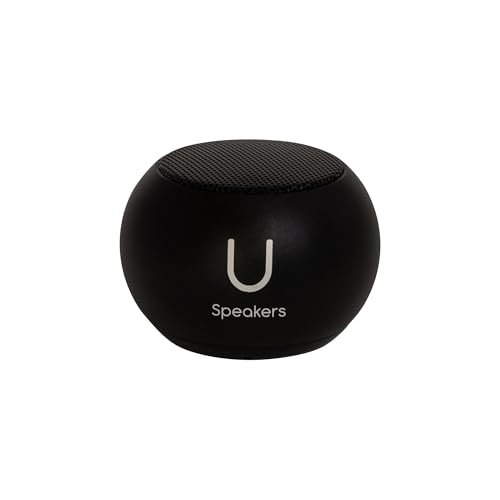 Fashionit U Mini, Tiny Bluetooth Speaker with Magnetic Base, Black | aluminum shell, Wireless, TWS stereo pairing, 30 foot range, rechargeable battery, magnetic base, travel and gifting - color: Black