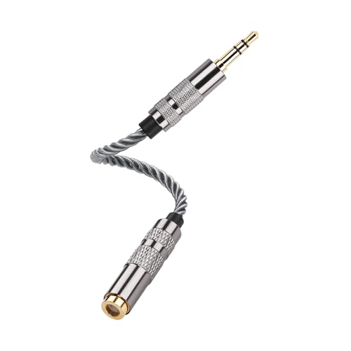 SinLoon 4.4mm Female to 3.5mm TRS Male Audio Adapter Cable, Gold Plated OFC Braided Converter, Balanced to Unbalanced for HiFi DAP Headphone Amplifier (Cool Grey)