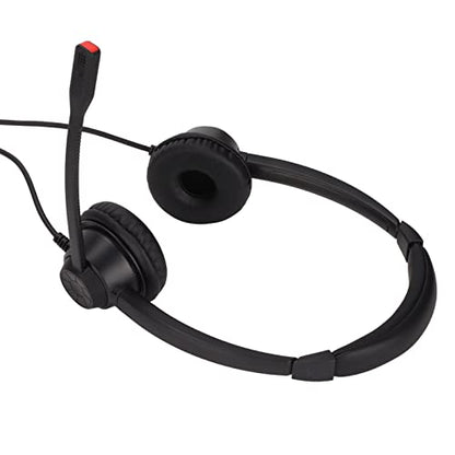 H390D RJ9 MVA Telephone Headset, Dual Ear Wired Office Headset with Noise Canceling Microphone, RJ9 Plug Business Headset for Call Center, Customer Service, Telemarketing, Home Off