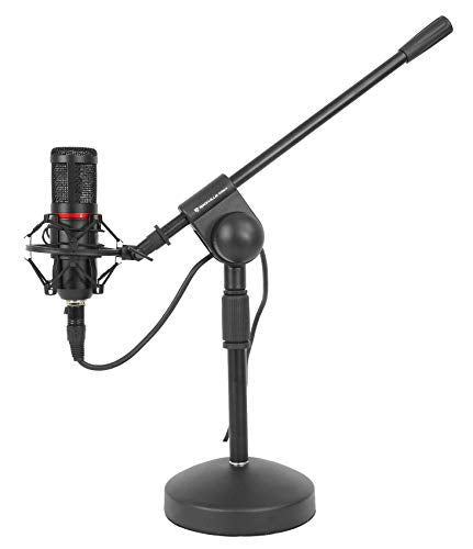 Rockville RCM01 Gaming Mic with RDMS70 Boom Stand and PRO-M50 Headphones | 25mm Cardioid, XLR and 3.5mm Cables, 48V Phantom Power, Shock Mount, Detachable Coil Cable, Headphone Case, Twitch, 3-Items