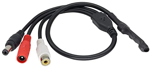 Surveillance Pickup Device Mic to RCA Surveillance Cable | Mic Audio Outdoor CCTV RCA Surveillance Microphone DVR High Preamp Amplified Pickup Device Mic External Camera Sound [3plug] - color: 3plug-Mic