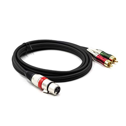 XLR Female to 2 x Phono RCA Plug Adapter Y Splitter Patch Cable, XLR Female 3 Pin to Dual RCA Male Plug Stereo Audio Cable Connector(1.5 M/5FT) - color: 1.5m(1 XLRF-2 RCAM)